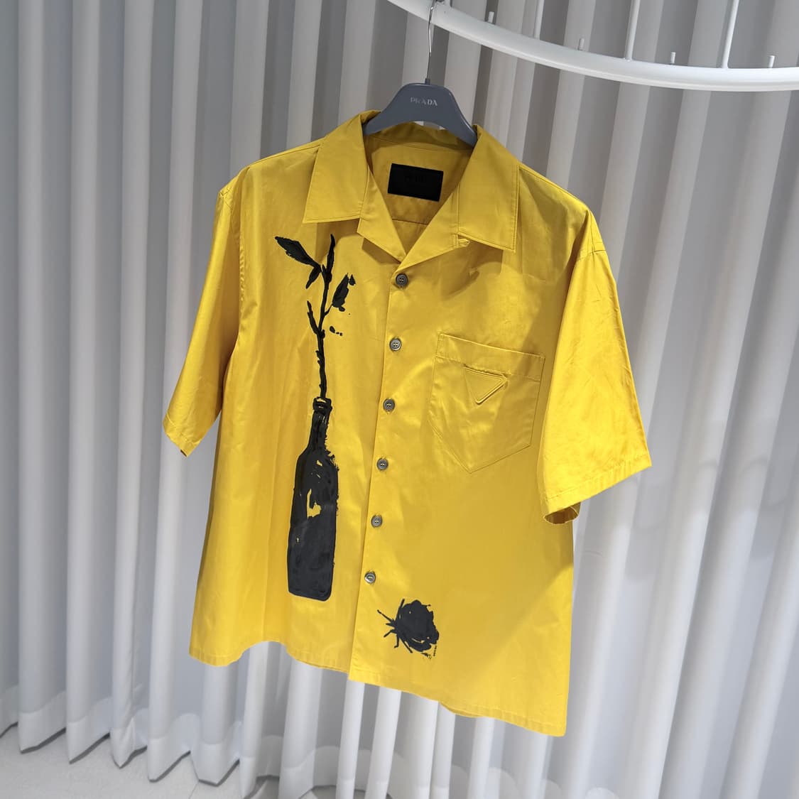 (A+/XXXL) / 프라다 프린팅 숏 슬리브 코튼 반팔 셔츠 옐로우 상품이미지2