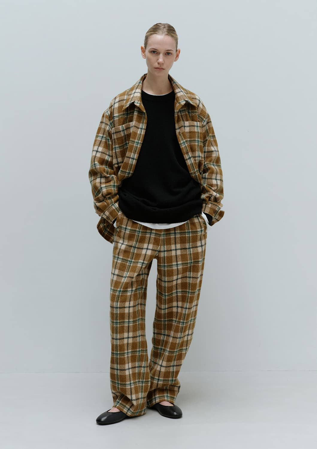 [구매] 문달 Banding Pants in Green Check 상품이미지1