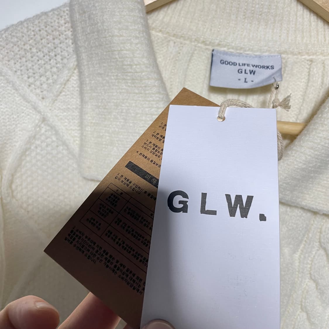 새상품 GLW 굿라이프웍스 케이블 니트 집업 상품이미지3