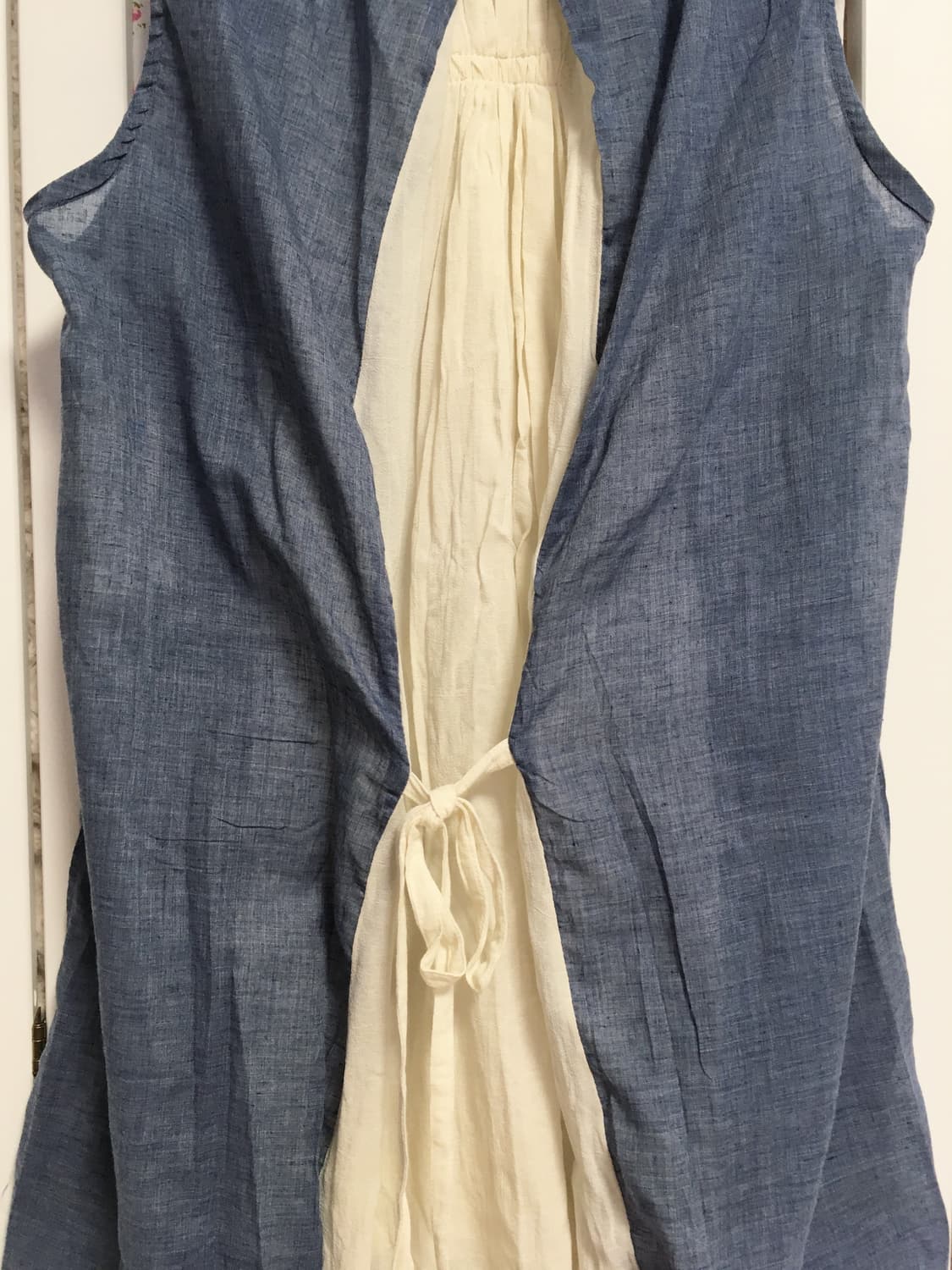 빈티지 블루 바선생깔 슬리브리스 상품이미지3