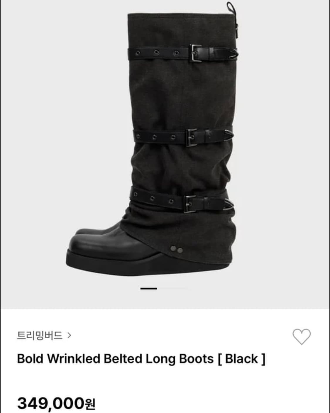 Bold Wrinkled Belted Long Boots [Black] 상품이미지1