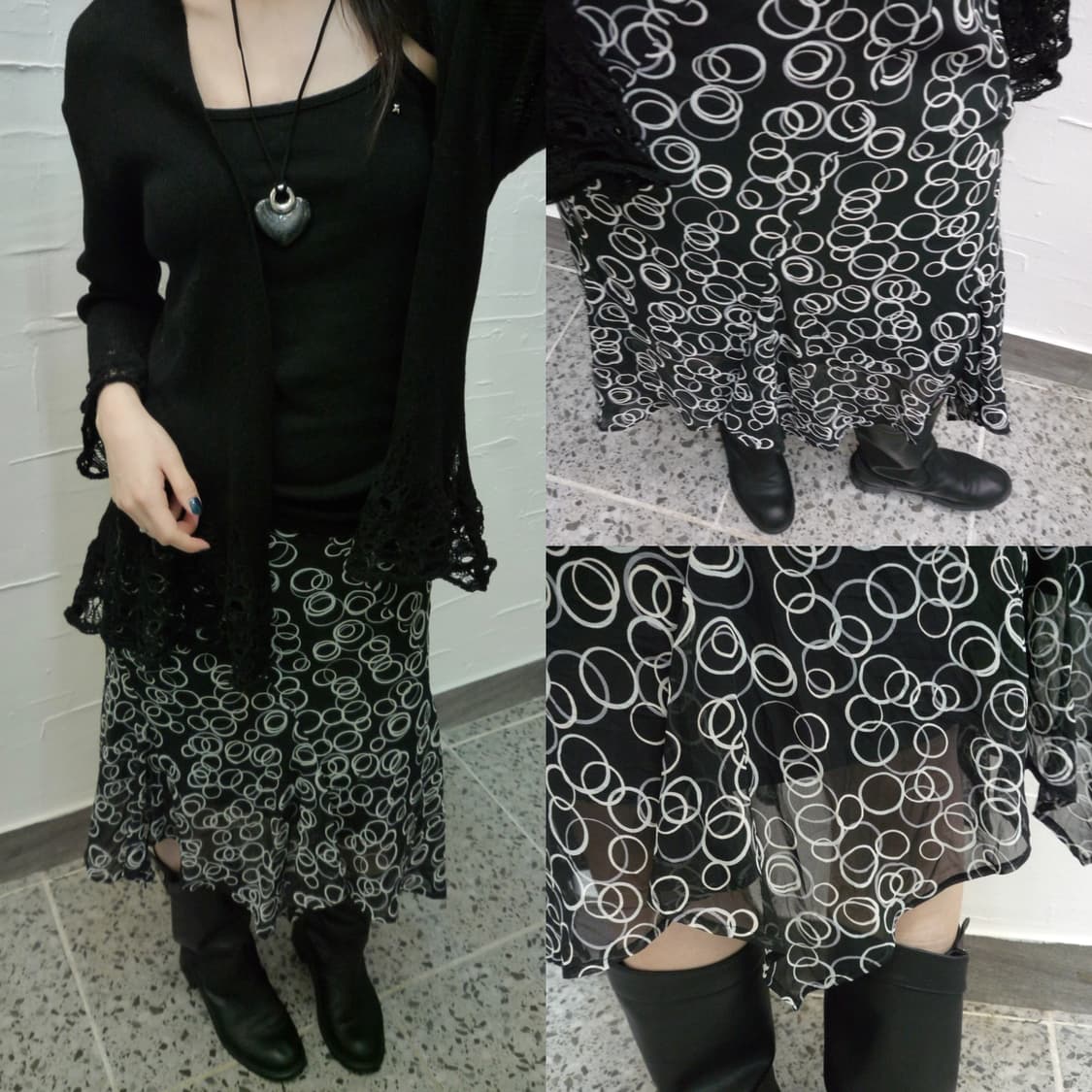 Pattern flowy midi skirt 상품이미지1