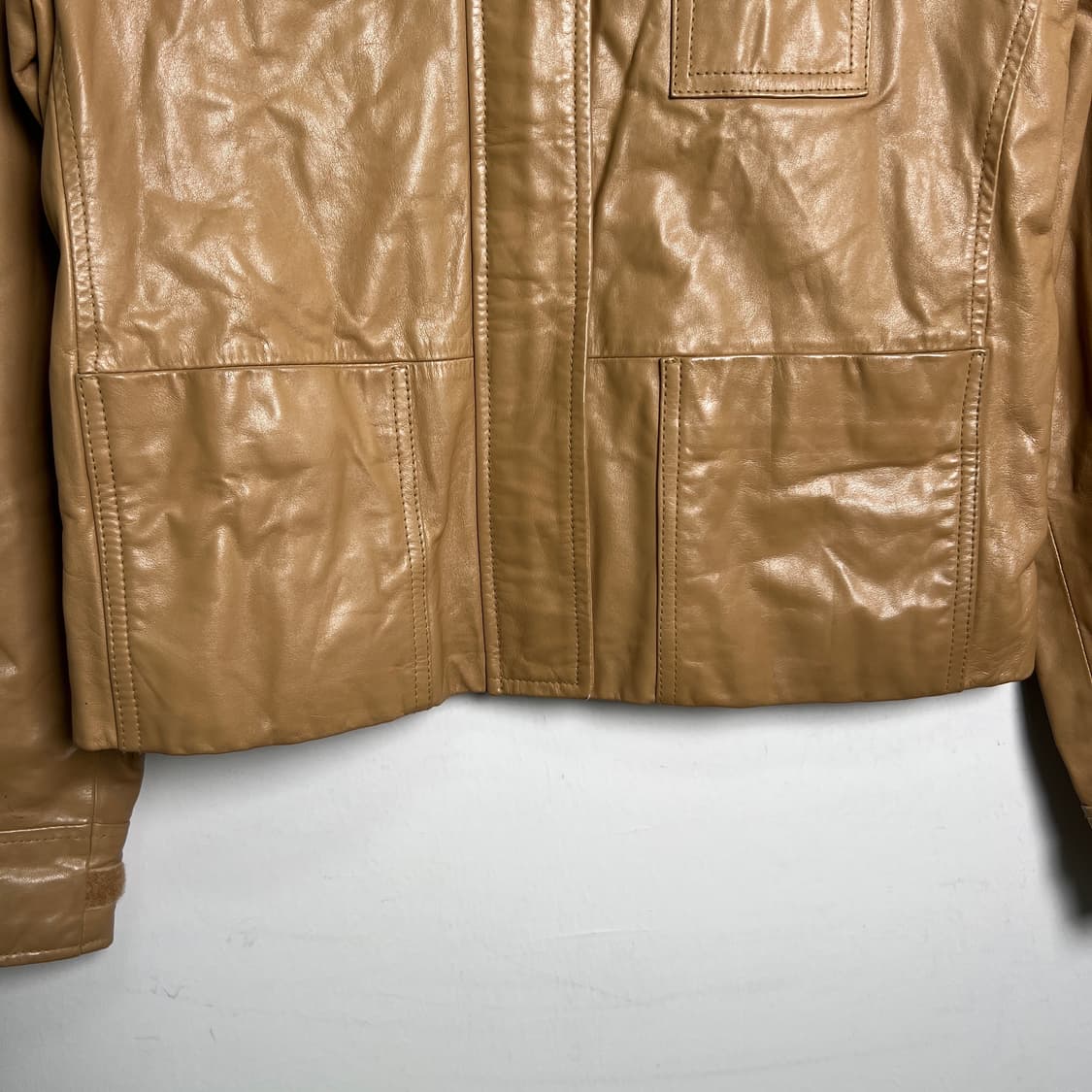 90's 아르마니 익스체인지 베이지 가죽 자켓 S 상품이미지5
