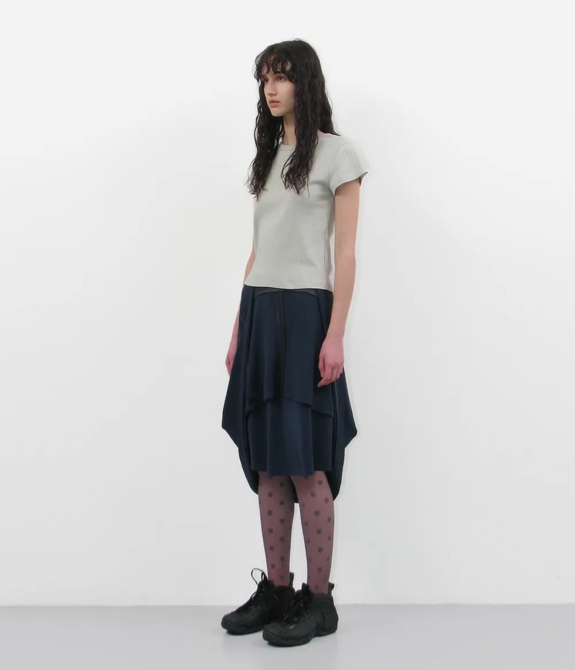 파르티멘토 우먼 레이스 펀칭 90s 숏 슬리브 티 민트 그레이 상품이미지2