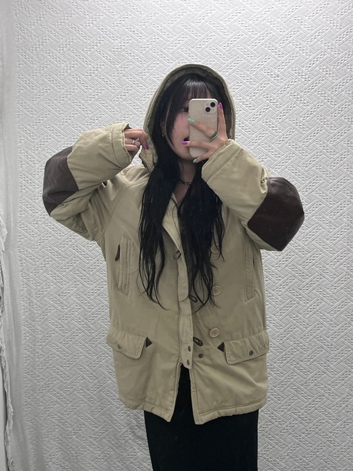 칼 카니 빈티지 모리걸 폭닥 털모자 패딩 자켓 M C07209 상품이미지2