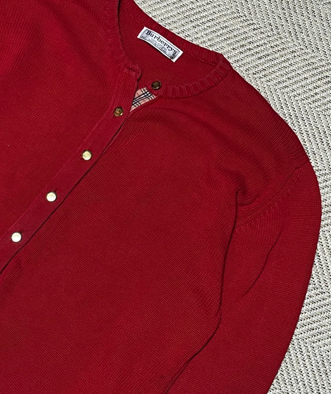 공용 버버리 레드 니트 가디건 스웨터 44 [XL] 상품이미지7