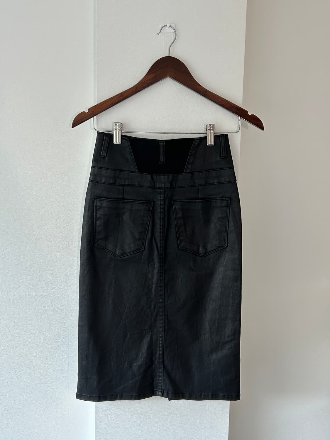 Zip Detail Coated Skirt / 빈티지 미디 스커트 상품이미지5