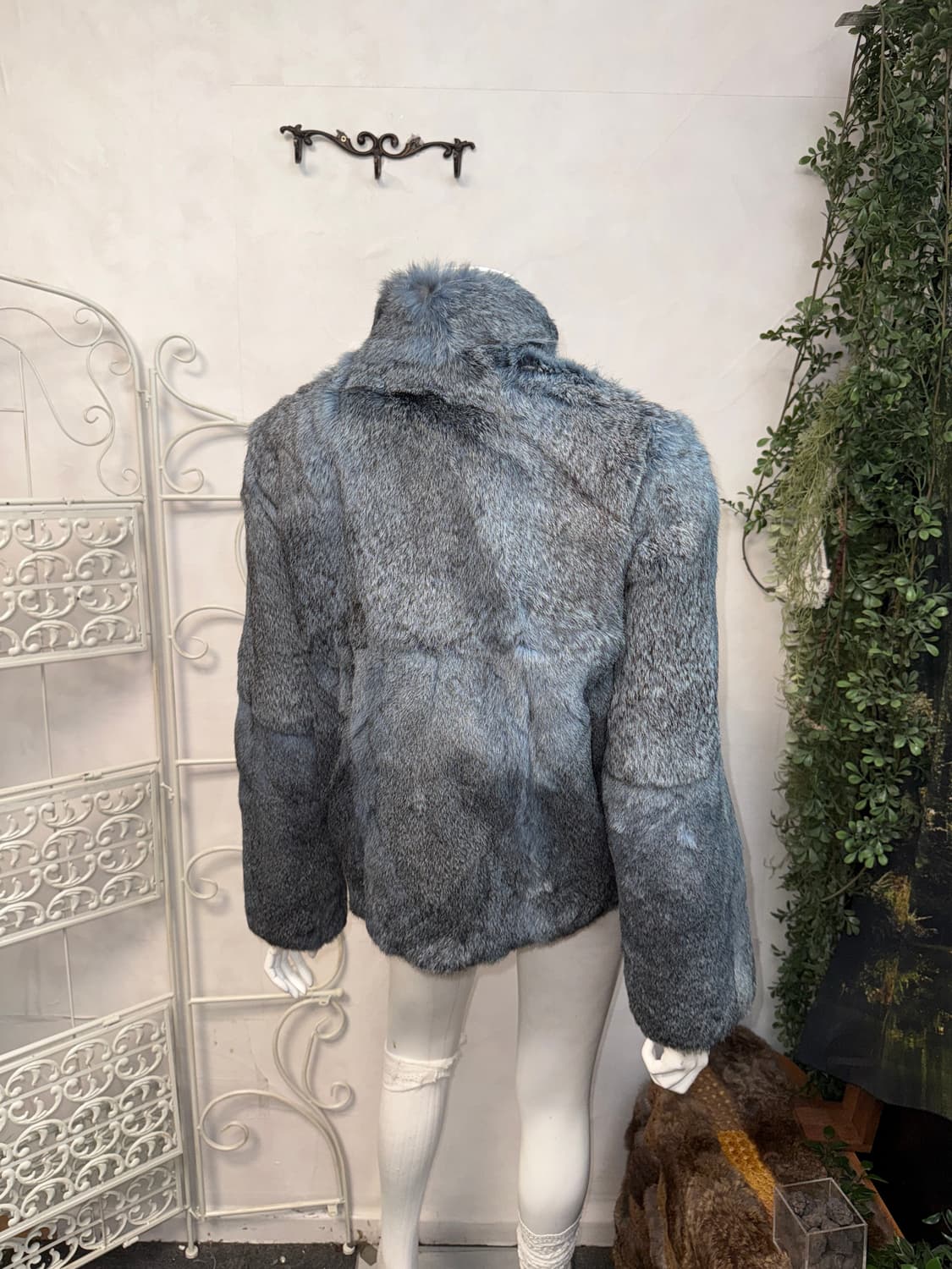 Mixed blue gray rabbit fur zipup jacket  상품이미지5
