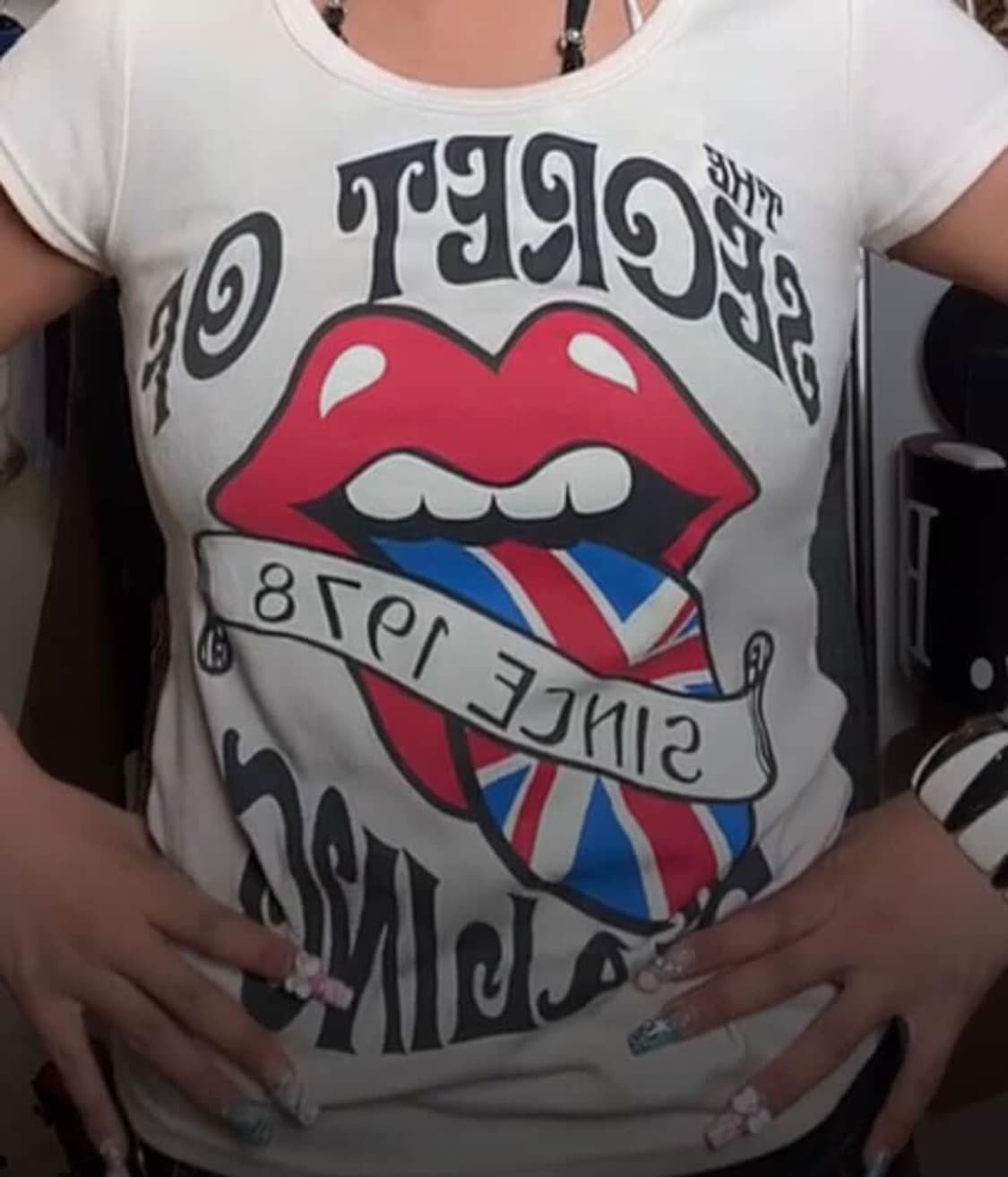 Gyaru punk UK lip printing tshirt 상품이미지4