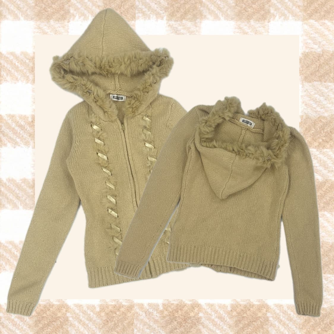 🌙라떼갸루 달천깔 퍼 아일렛 니트 집업🌙 바닐라 히메갸루 히피 그런지 상품이미지1