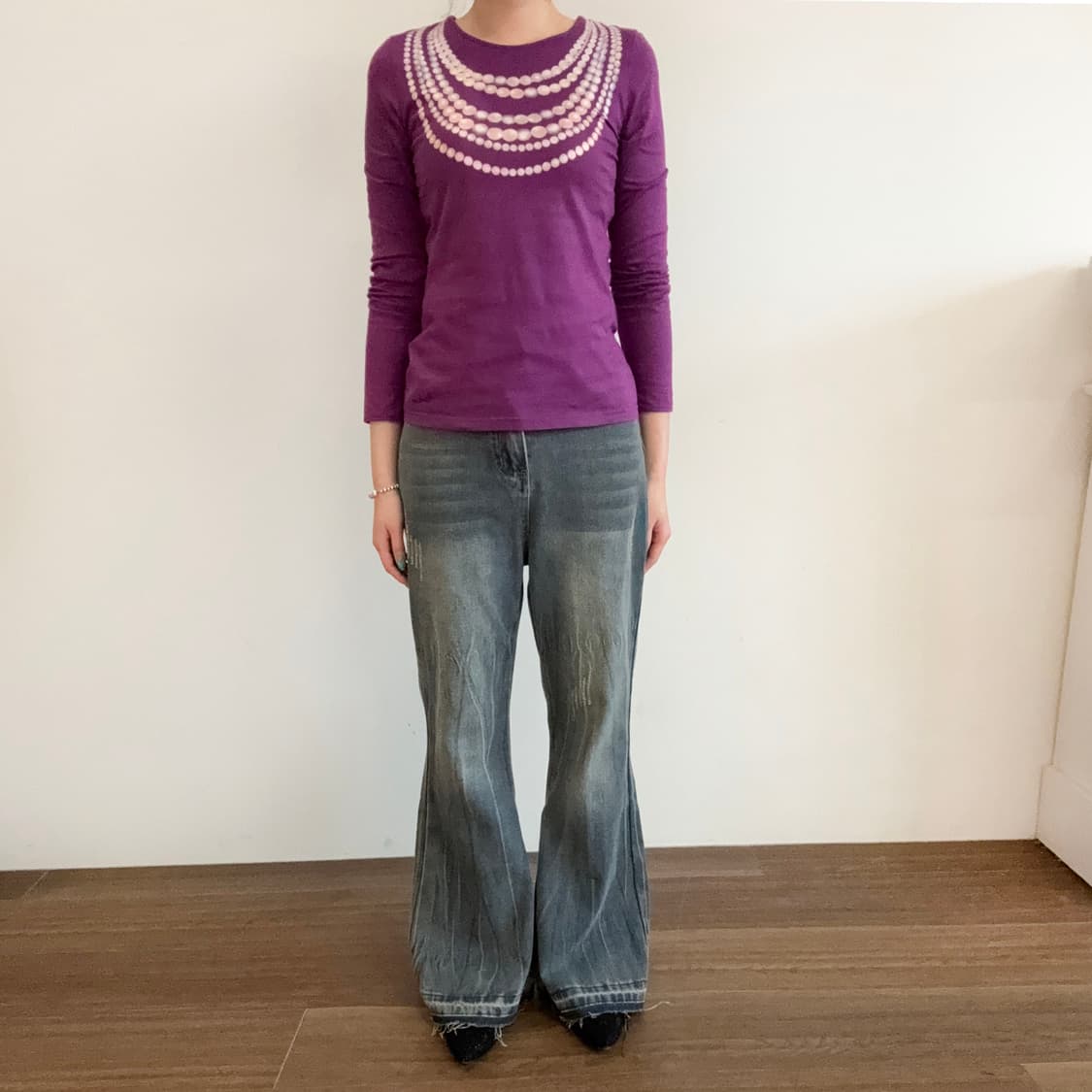 Vintage Wash High-Waist Flare Jeans 상품이미지1