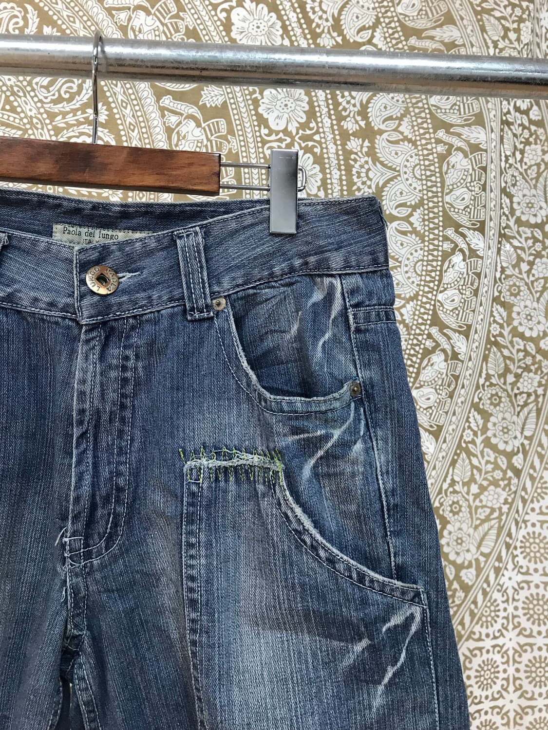신치백 카모 디테일 데님반바지  상품이미지4