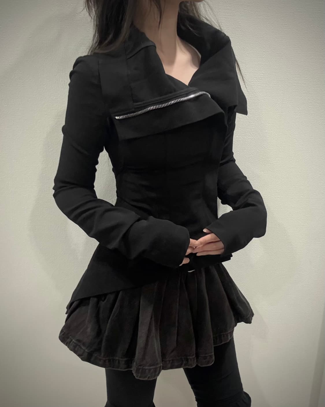 Rick Owens 18SS Dirt 사선 하이넥 코튼 재킷 블랙 상품이미지1