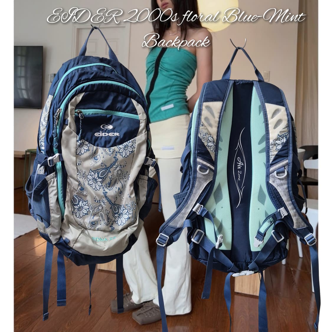 EIDER 2000s floral Blue-Mint Backpack 상품이미지1