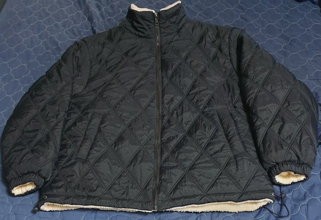 오버핏 양털 퀄팅 패딩 자켓 블랙 (XL) 상품이미지1