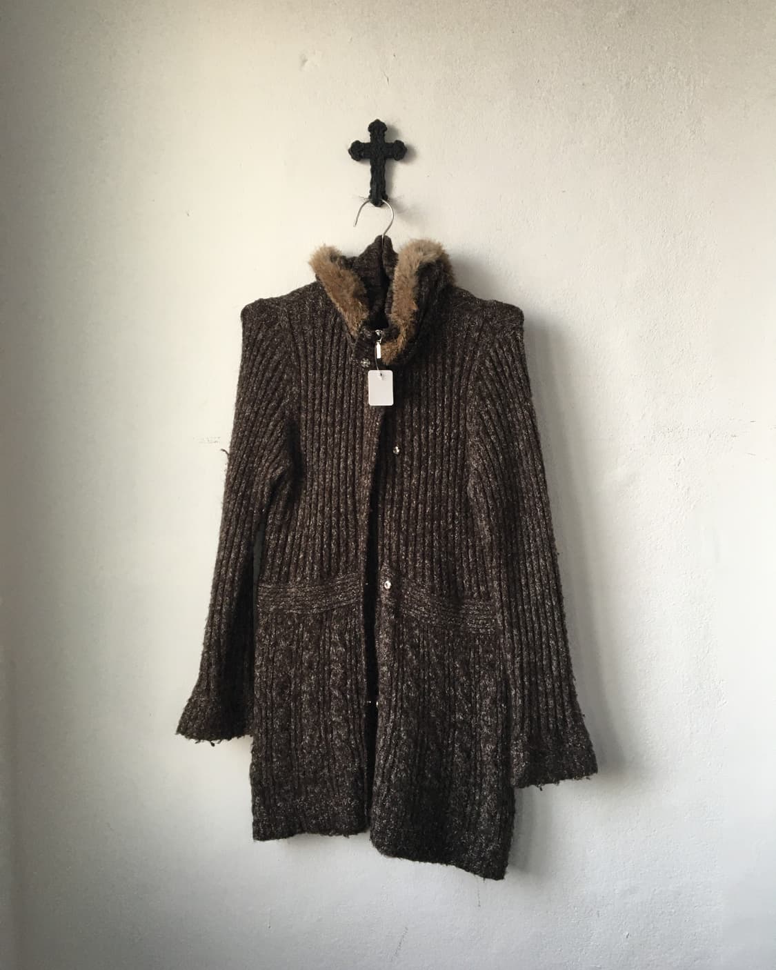 Fur collar point high neck knit zip pup 상품이미지2