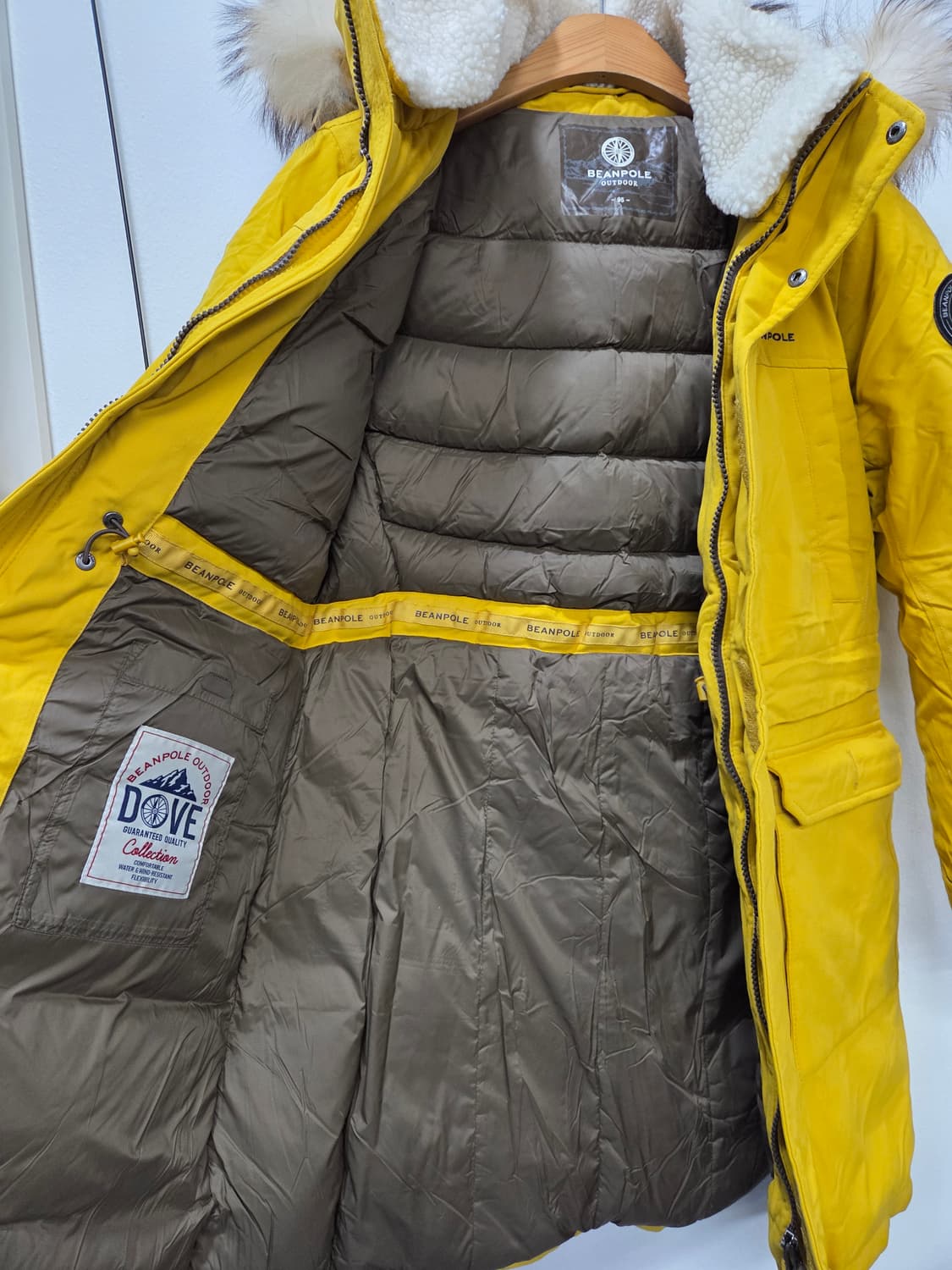 빈폴 덕다운패딩 후드 패딩 점퍼 95 머스타드컬러 야상형패딩 남녀공용  상품이미지4