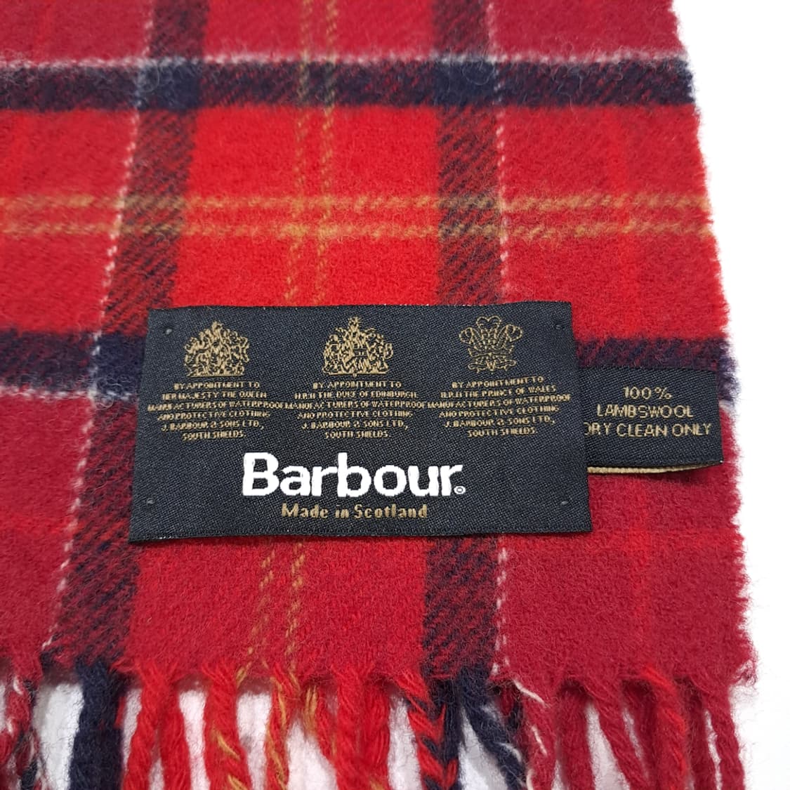 MX542 바버 90s 스코틀랜드판 램스울 타탄 레드 머플러 목도리 상품이미지4