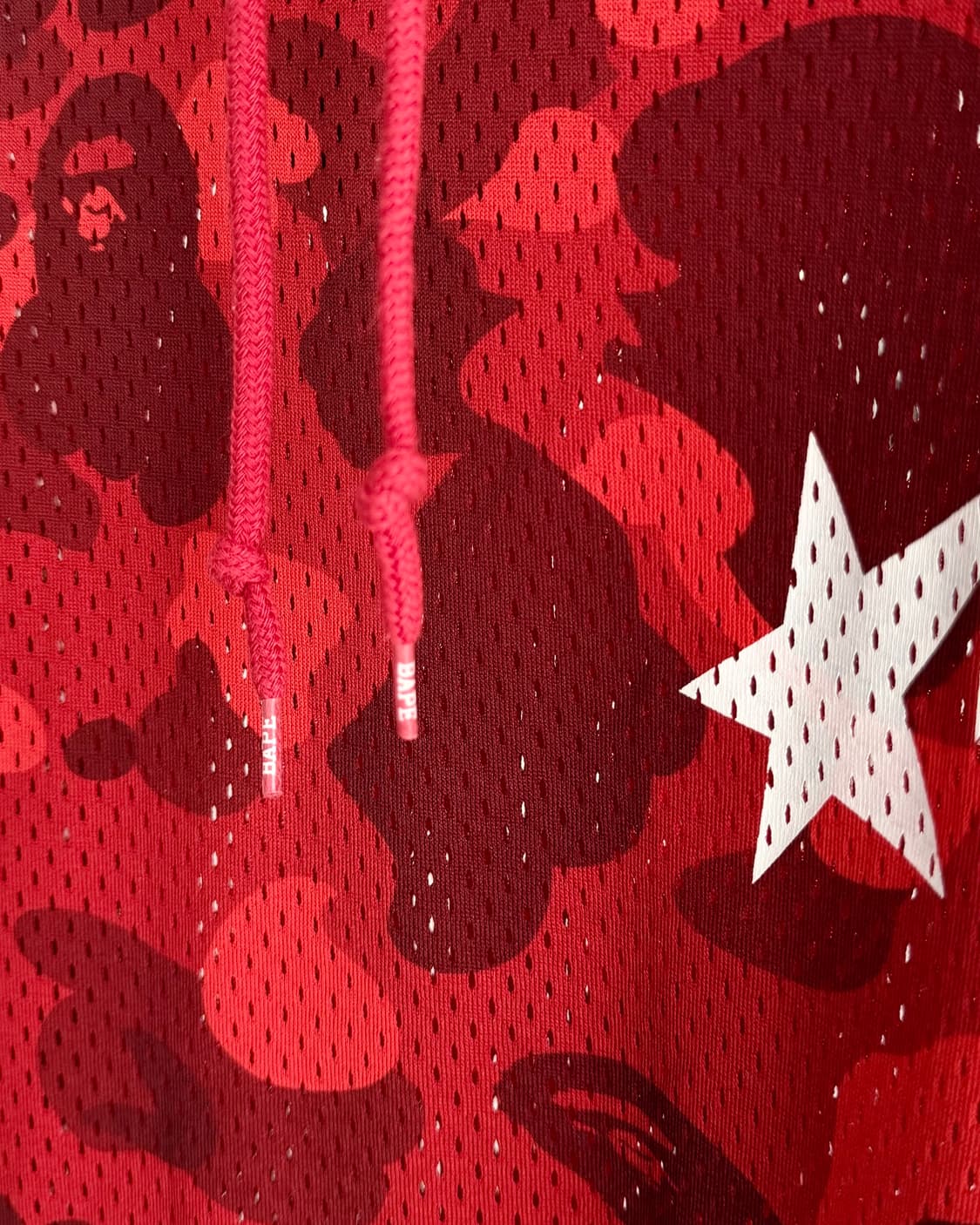 Bape 베이프 레드 카모 메쉬 후드티 상품이미지8