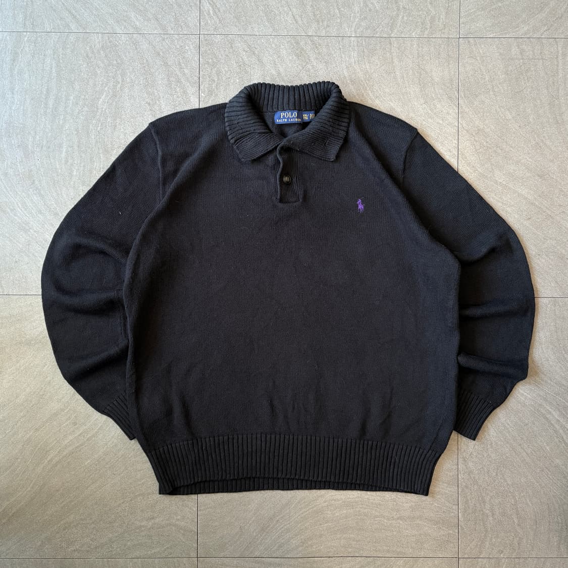폴로 정품 최신라벨 블랙 해비 코튼 집업 니트 상품이미지1