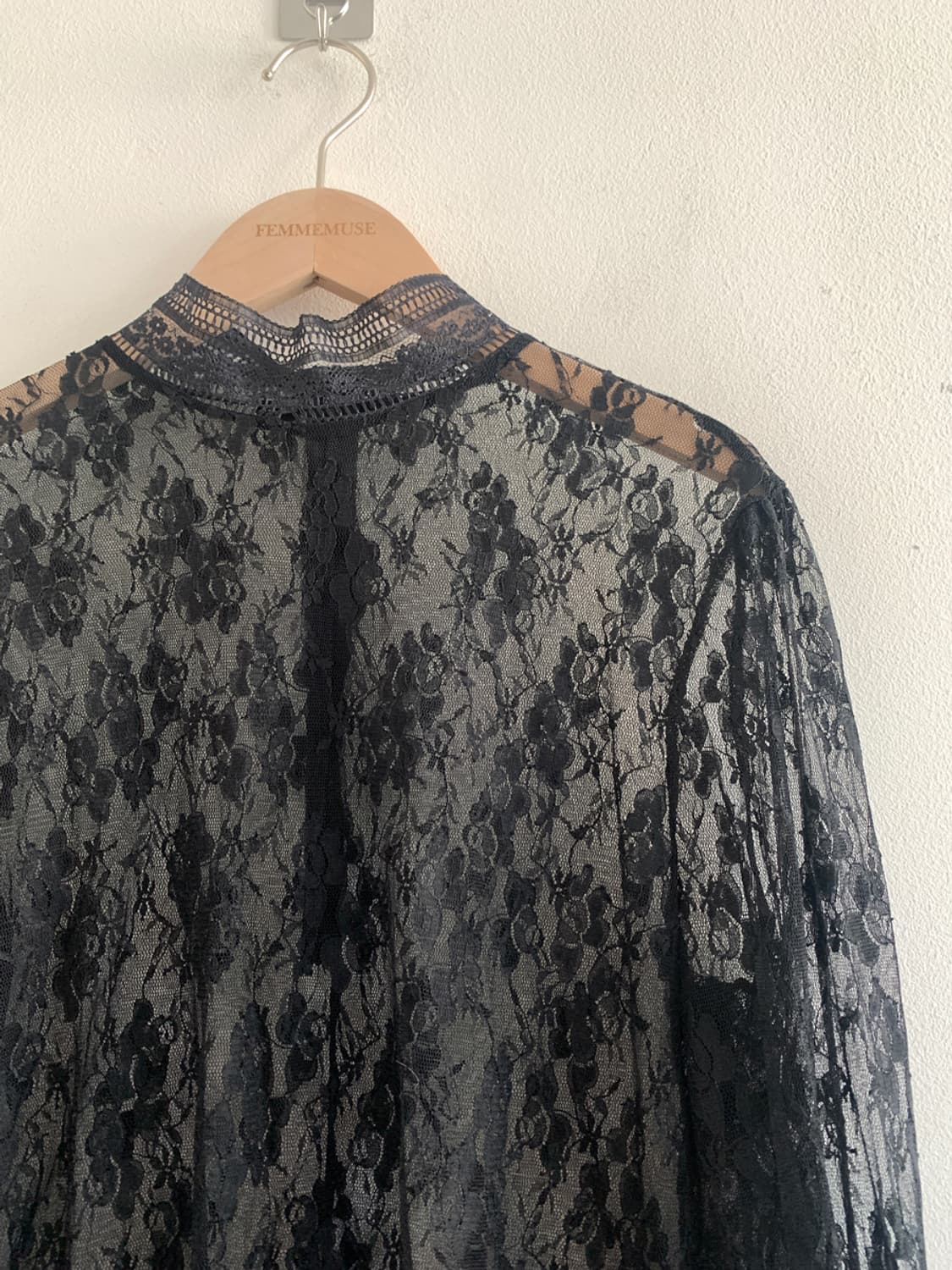 Lace high neck blouse(black) 상품이미지4