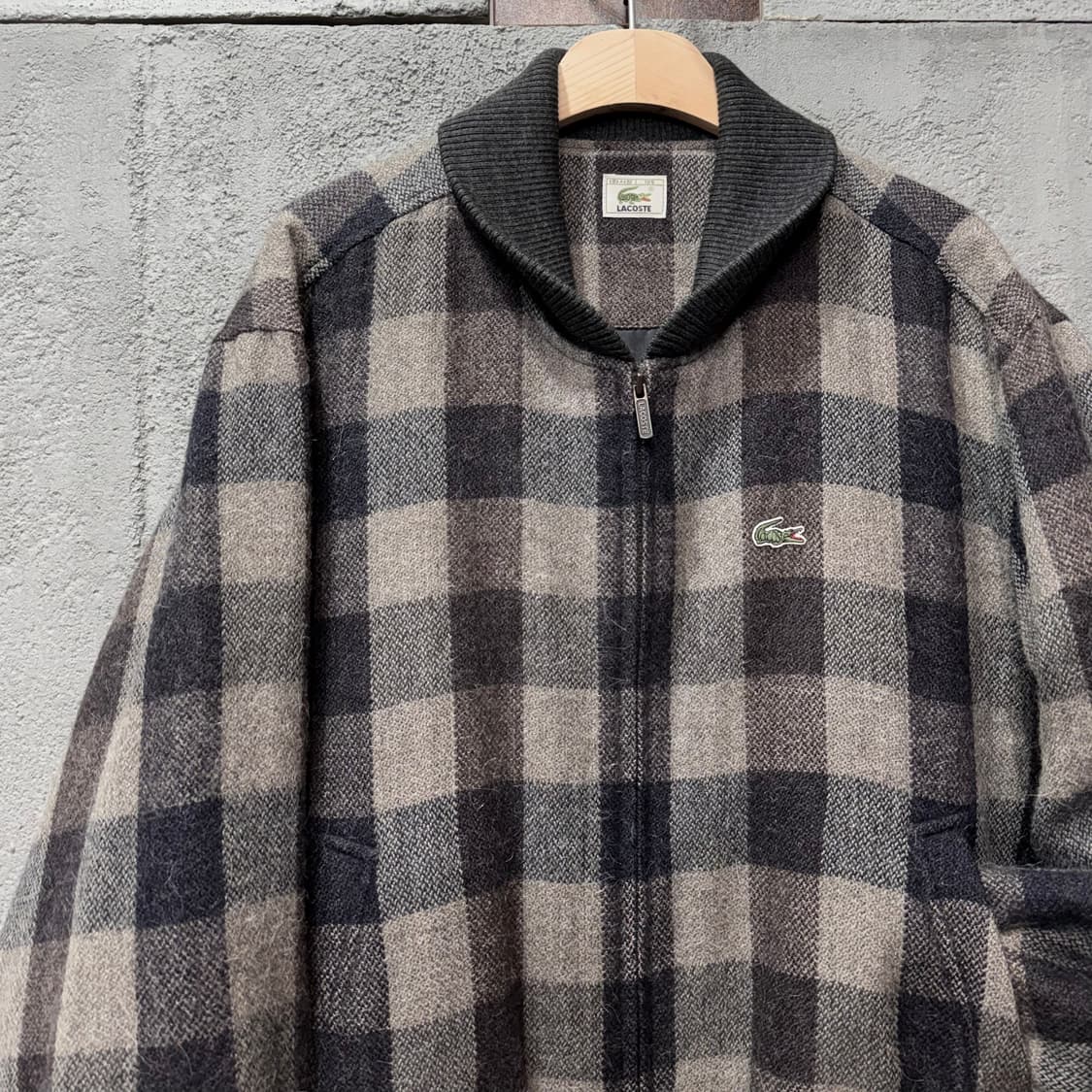 90s 라코스테 체크 블루종 자켓 (XL)   상품이미지2