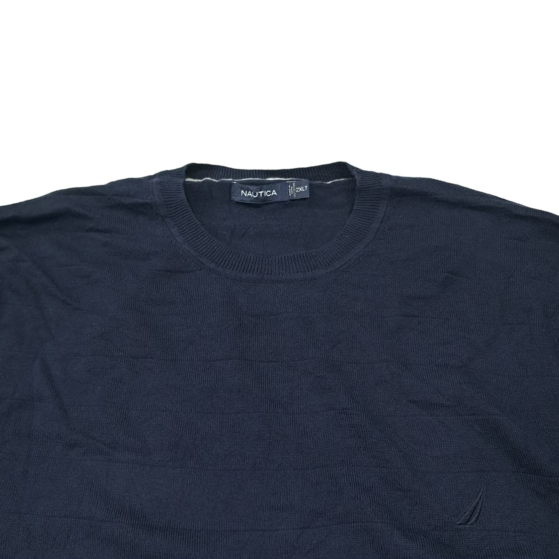 CL131 2XLT 노티카 톤온톤 자수 로고 & 가로 텍스처 코튼 크루 상품이미지2