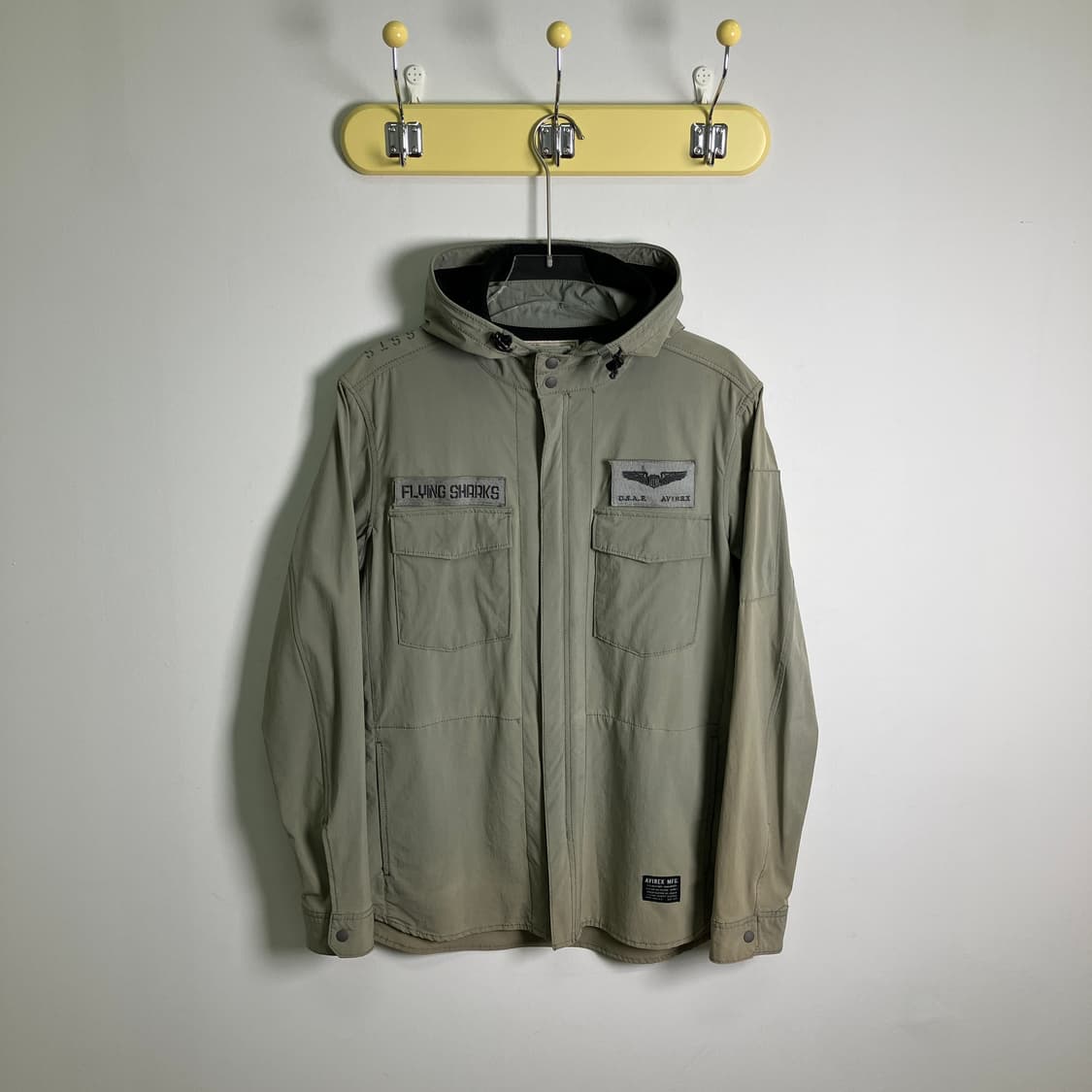 Avirex 아비렉스 카키 나일론 후드 자켓 M 상품이미지1