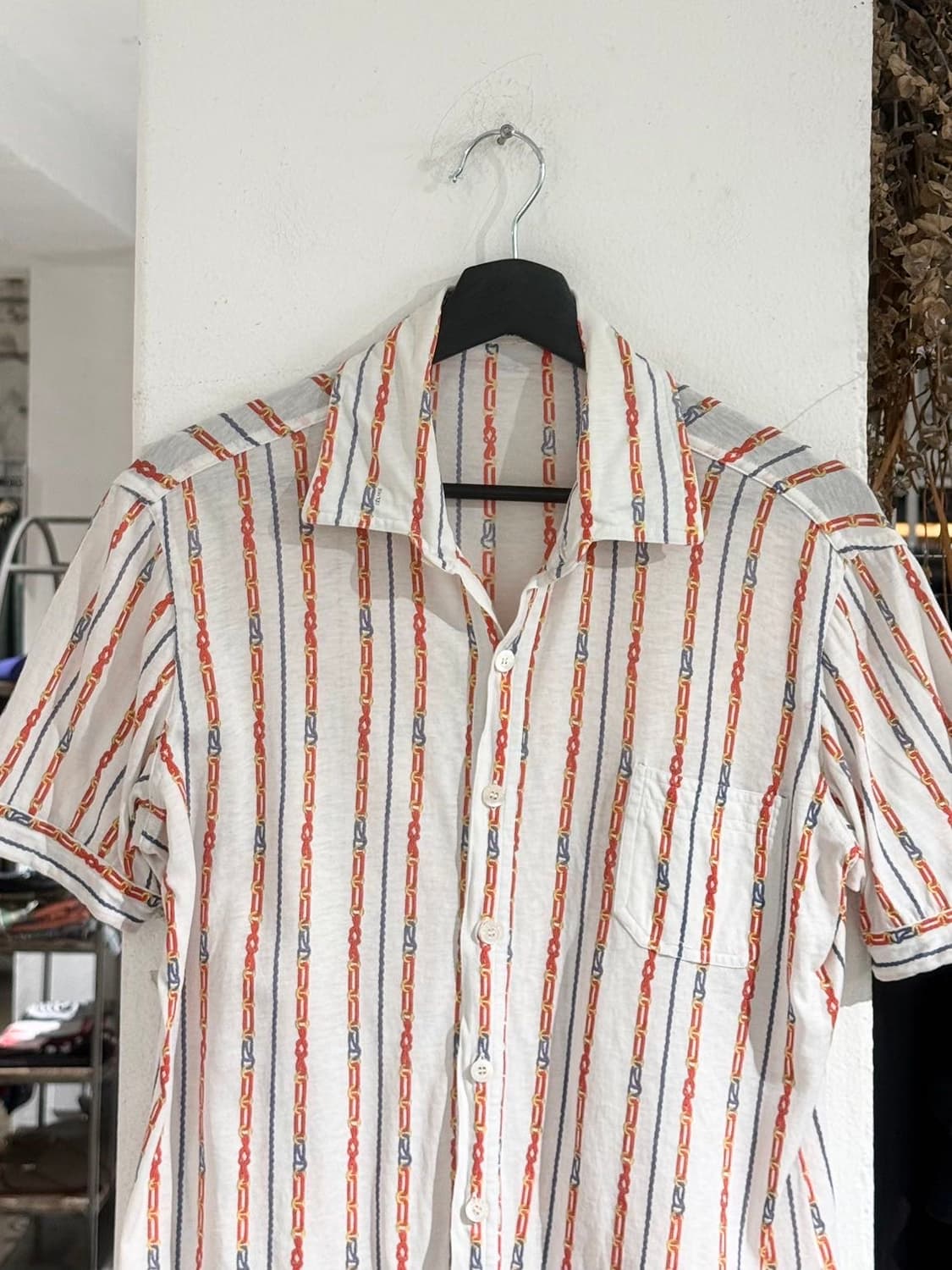 셀린느 화이트 체인 스트라이프 패턴 하프 셔츠 상품이미지4