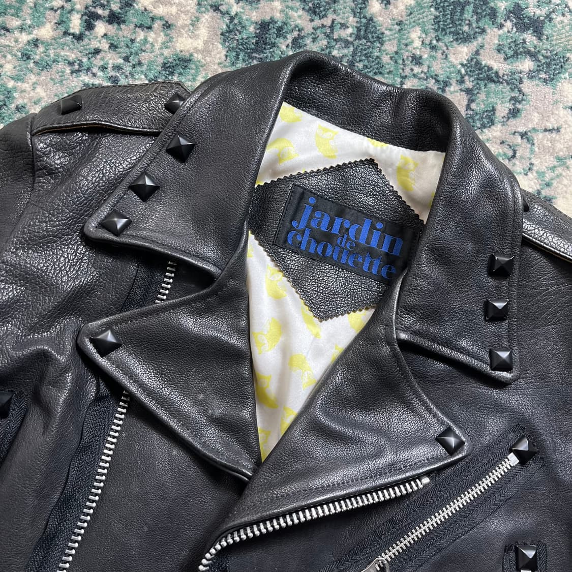 Jardin 쟈뎅 드 슈에뜨 가죽 라이더 바이커 자켓(S) 상품이미지3