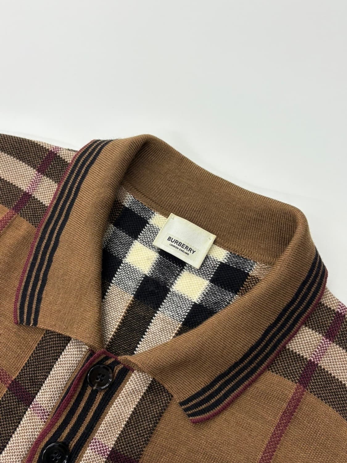 Burberry 버버리 신형 브라운 노바체크 울 카라 니트 상품이미지3