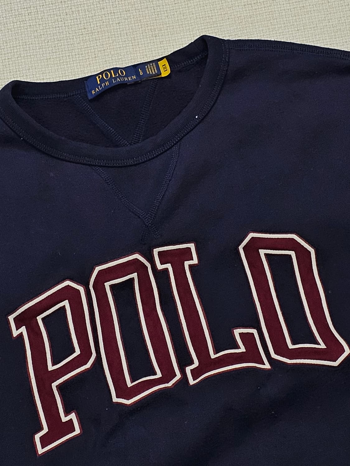 [L] 폴로 랄프로렌 네이비 아카이브 'POLO' 아플리케 기모 맨투맨 상품이미지4