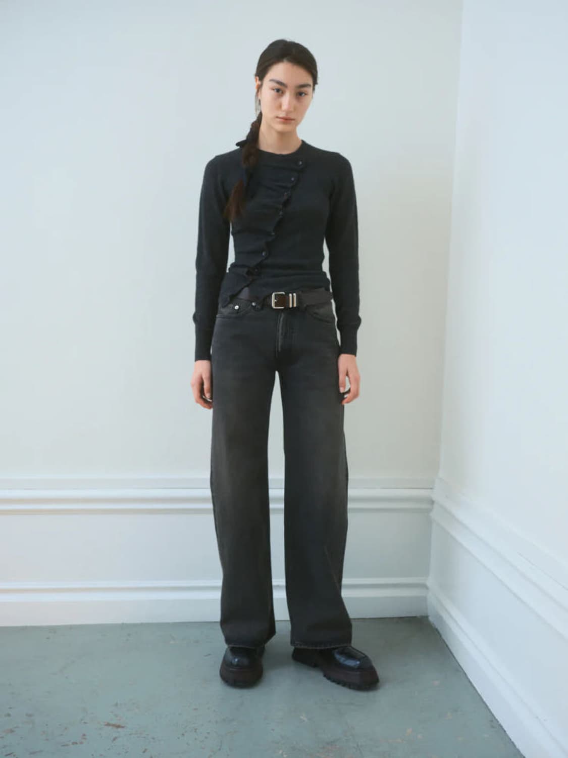 [34,36,38]호프 Asymmetrical 가디건/차콜 상품이미지3