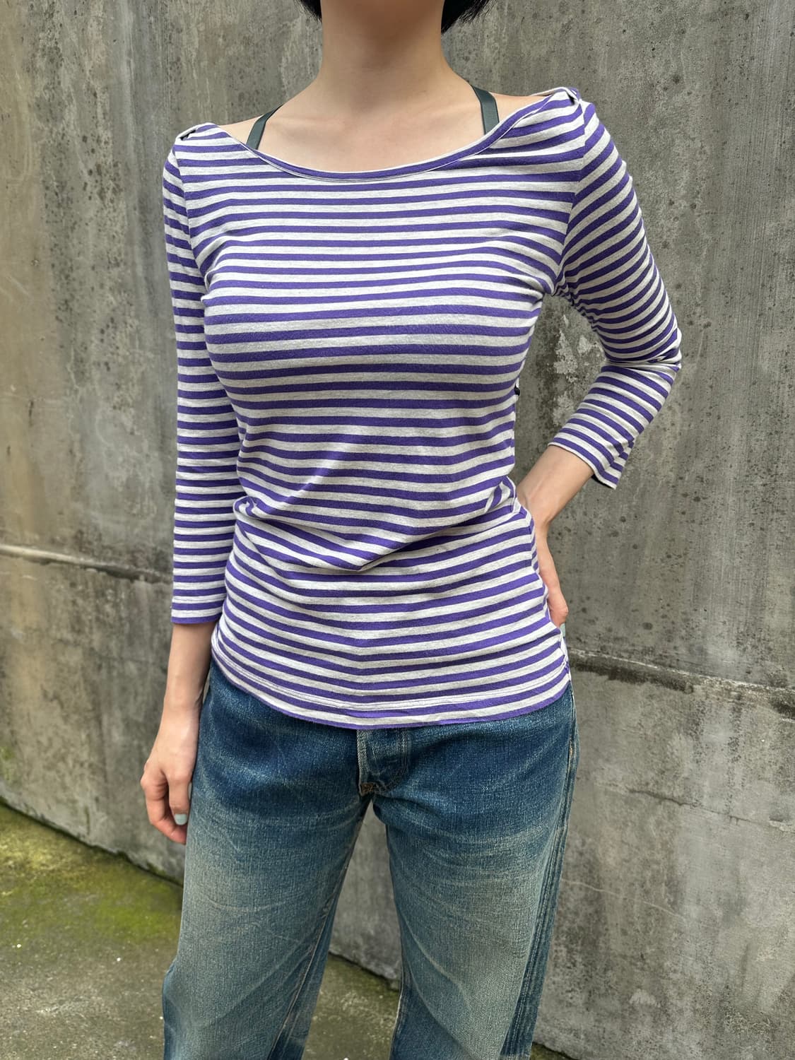 Stussy Girl line stripe 3-quarter sleeve 상품이미지1
