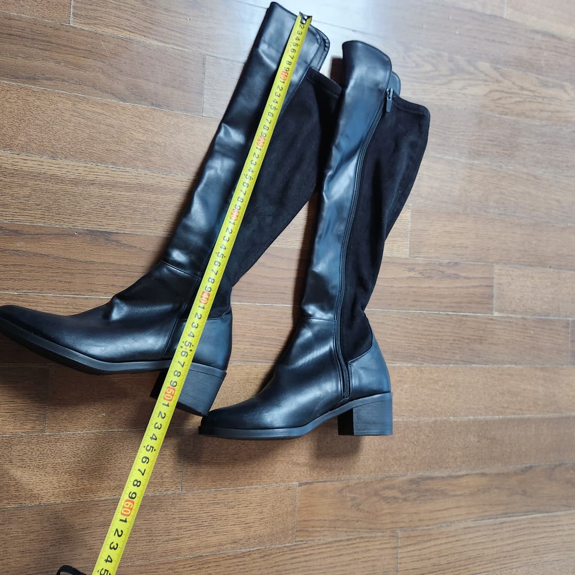 블랙 가죽+스웨이드 롱부츠✨ 니하이 라인 완벽
235 상품이미지9