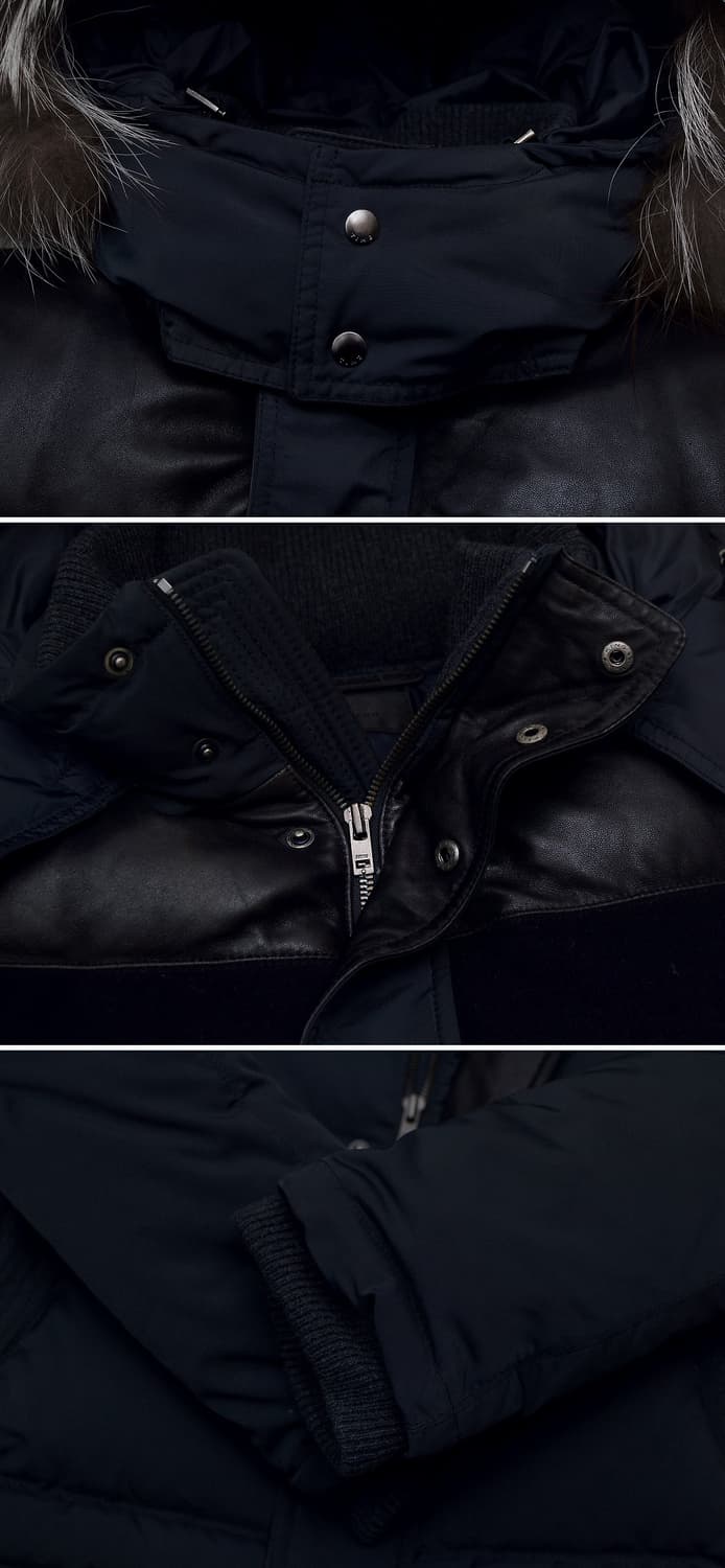 타임옴므 양가죽 울캐시미어 폭스퍼 구스다운 숏패딩 (100) 상품이미지9