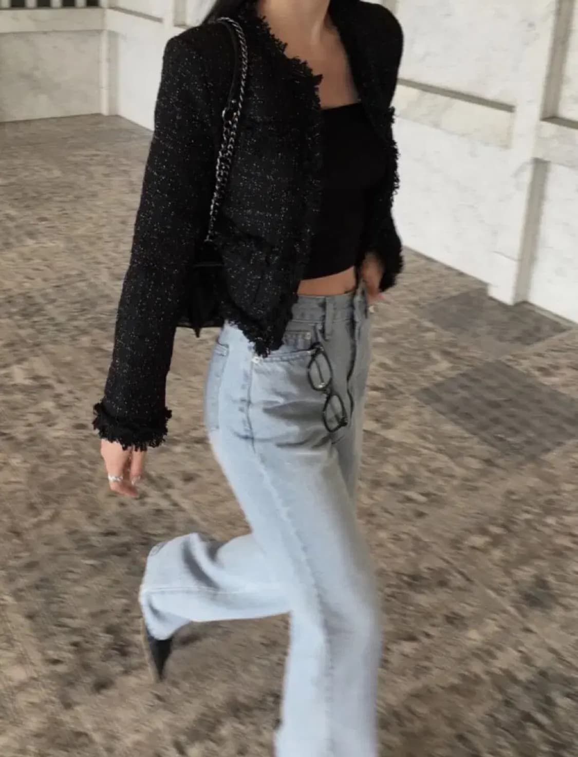 이네기 오도어 블랙 트위드 자켓 상품이미지1