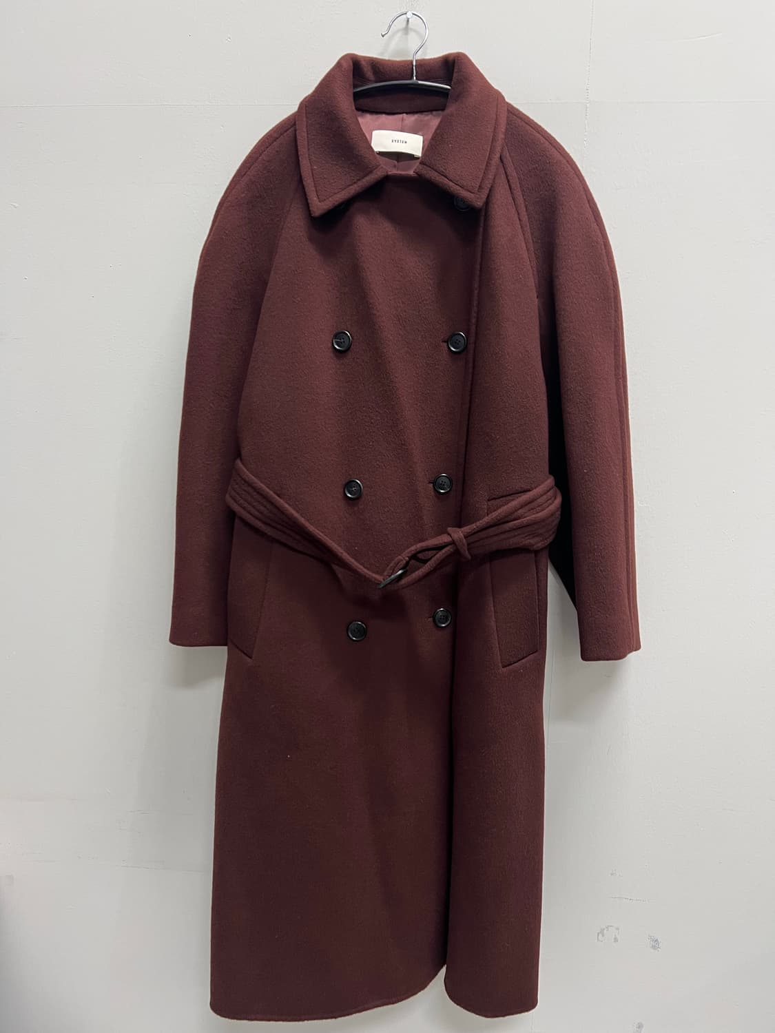 (160cm) 한섬 시스템 우먼스 울/캐시미어 트렌치 코트 와인 상품이미지2