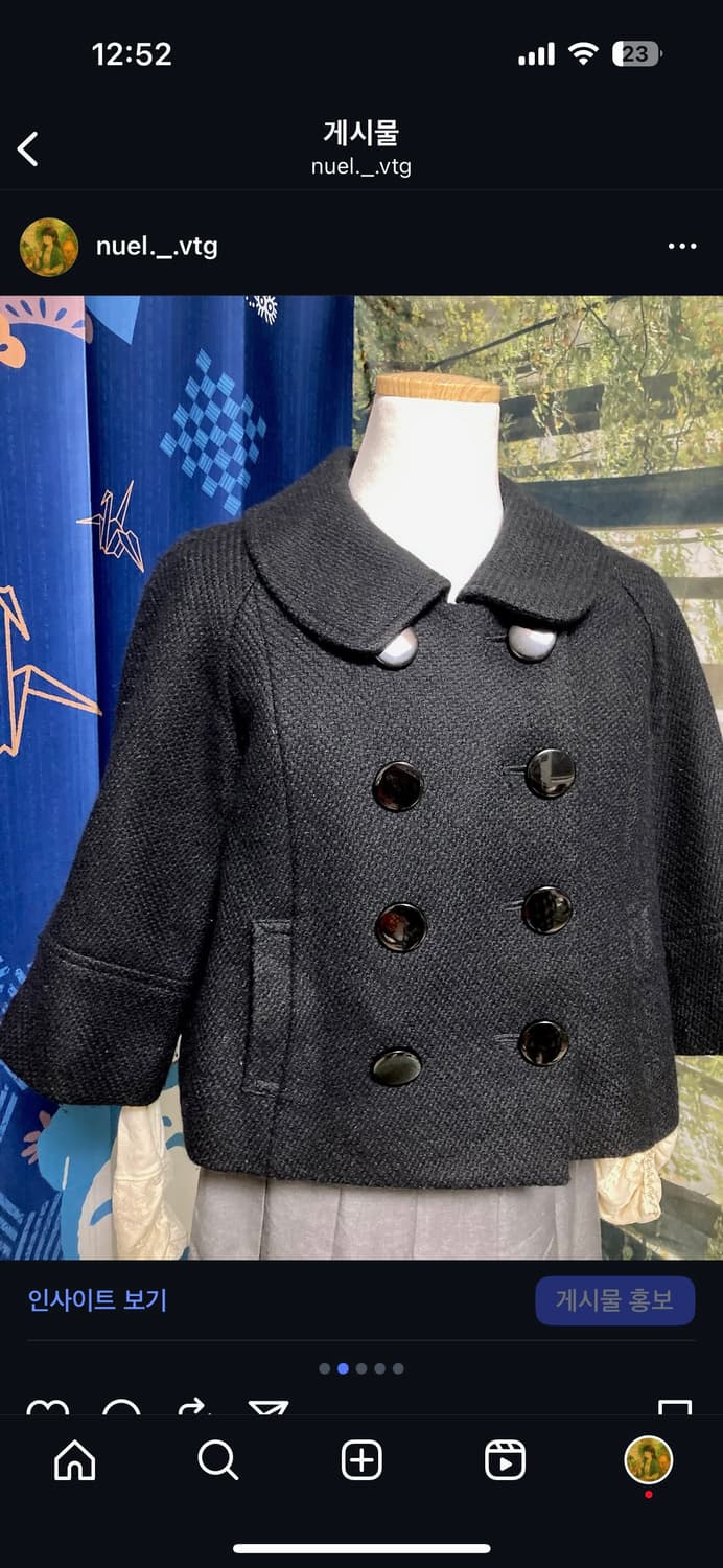 빈티지 둥근 카라 더블 사콰코 코트 상품이미지2