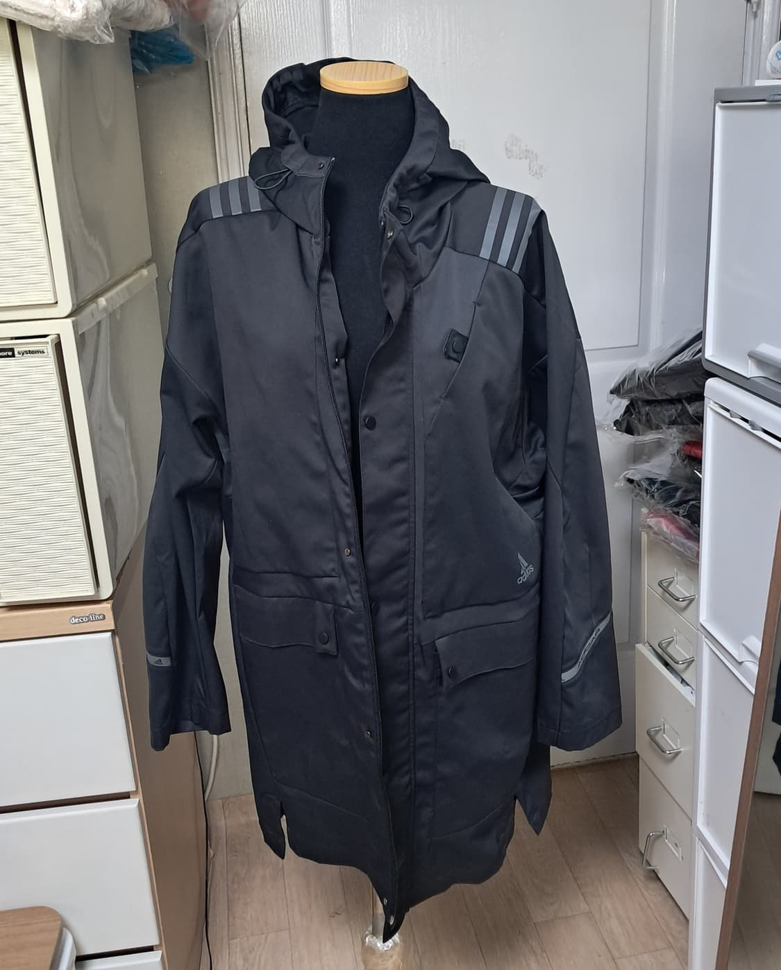 아디다스 블랙 3선 점퍼 자켓100(거의 새제품) 상품이미지1