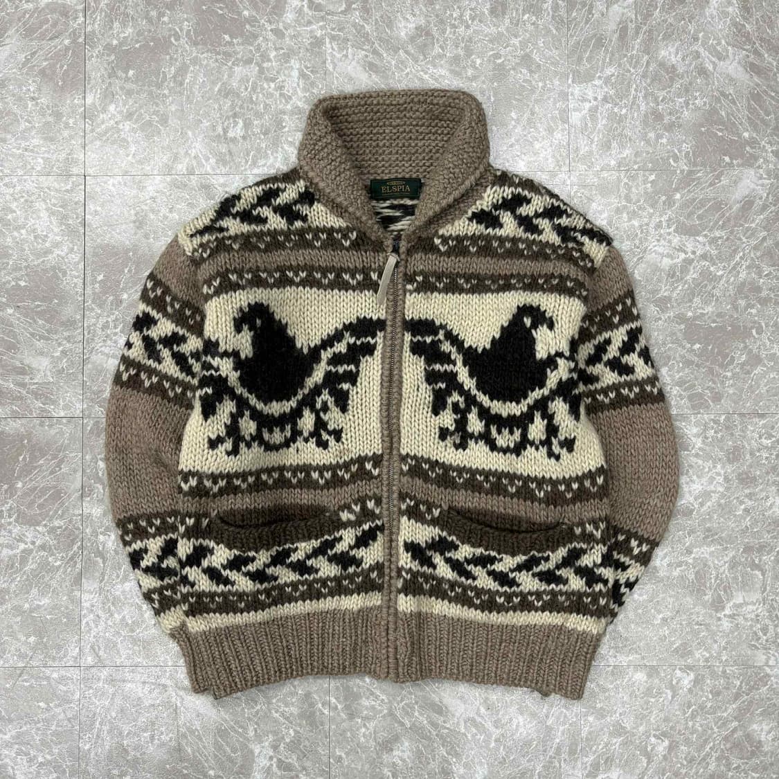 JPN 일본빈티지 노르딕 울 니트집업(M) 상품이미지2