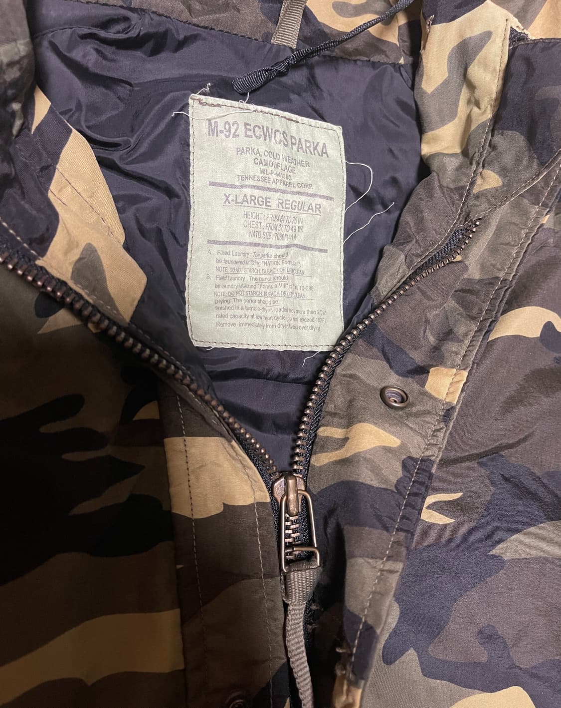 미군 M-92 카모 ECWCS 파카 XL 상품이미지4