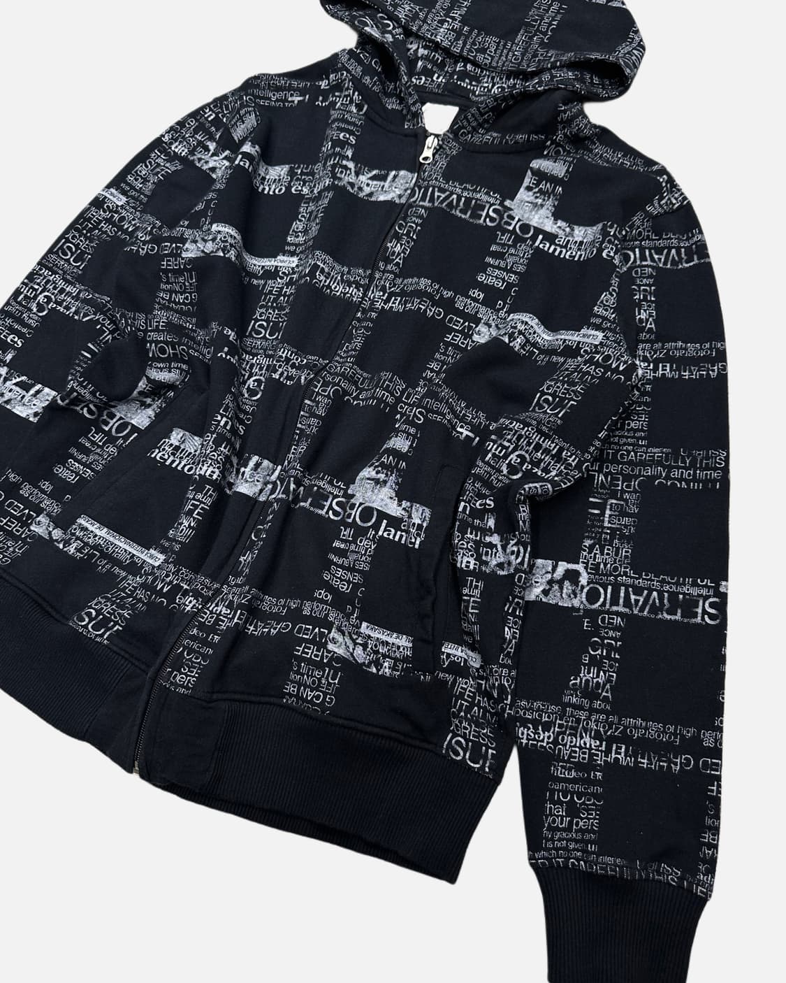 grid lettering pattern hood zip-up 상품이미지2