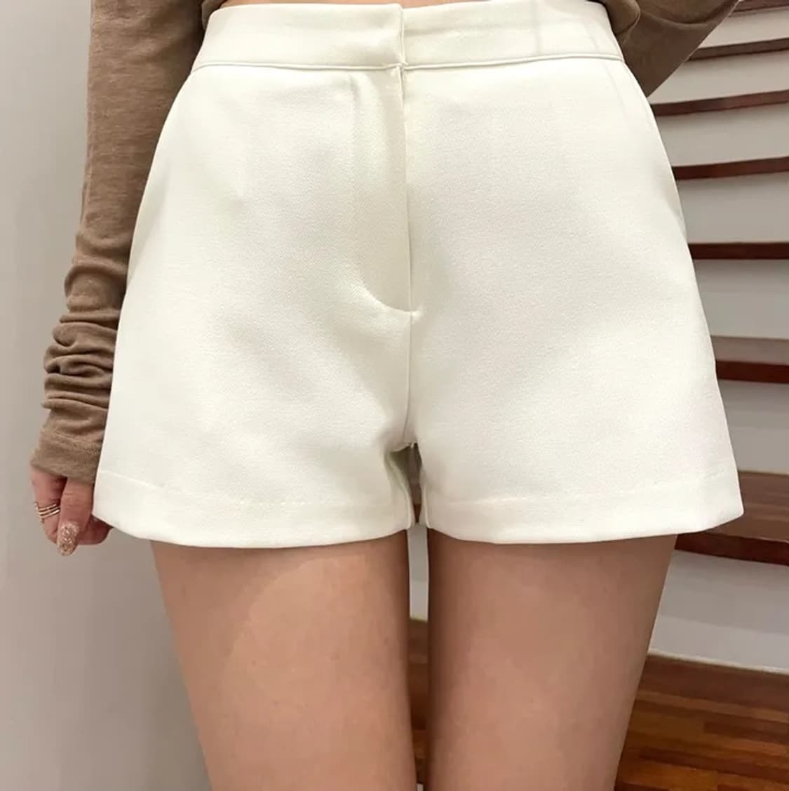 지블랙 스판 코튼 3부 반바지_백아이보리 상품이미지1