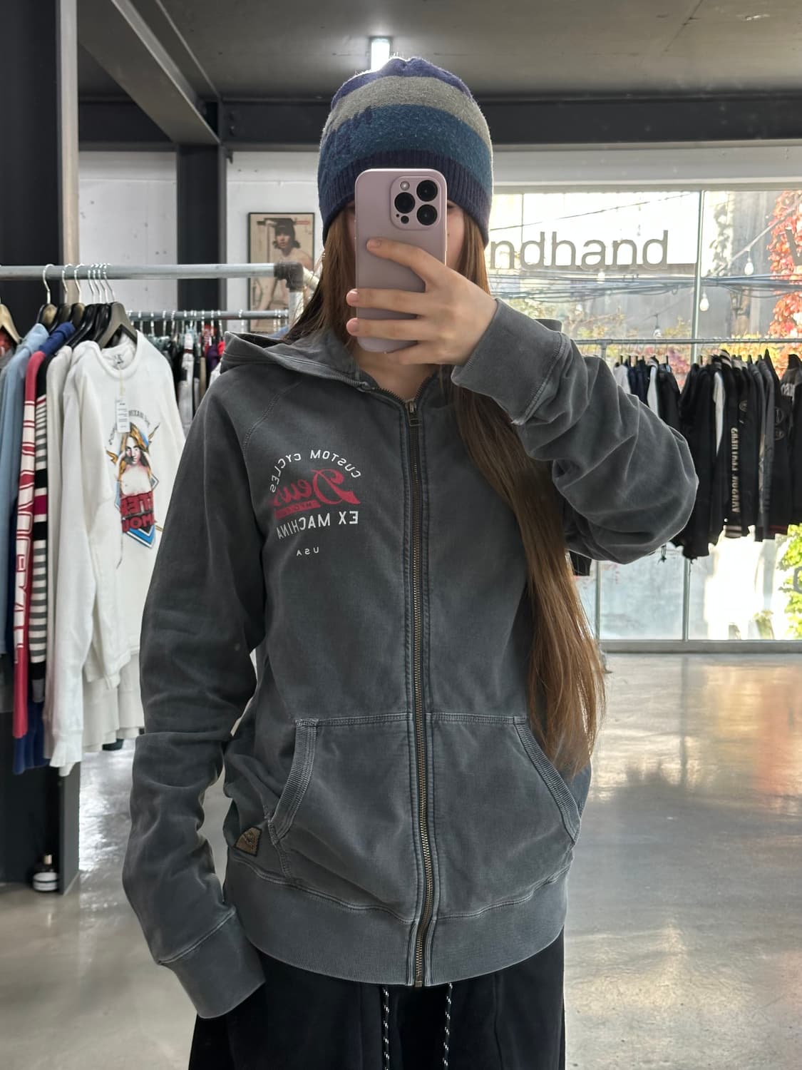 데우스 엑스마키나 피그먼트워시드 후드집업 상품이미지1