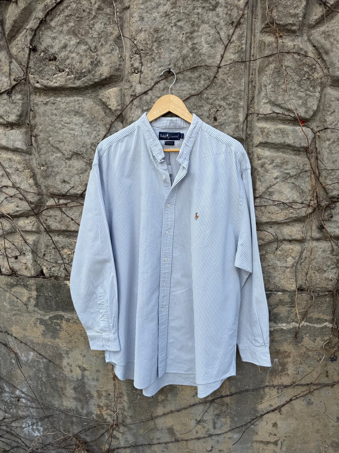 90s 폴로 랄프로렌 빈티지 하늘색 스트라이프 셔츠 빅사이즈 상품이미지1
