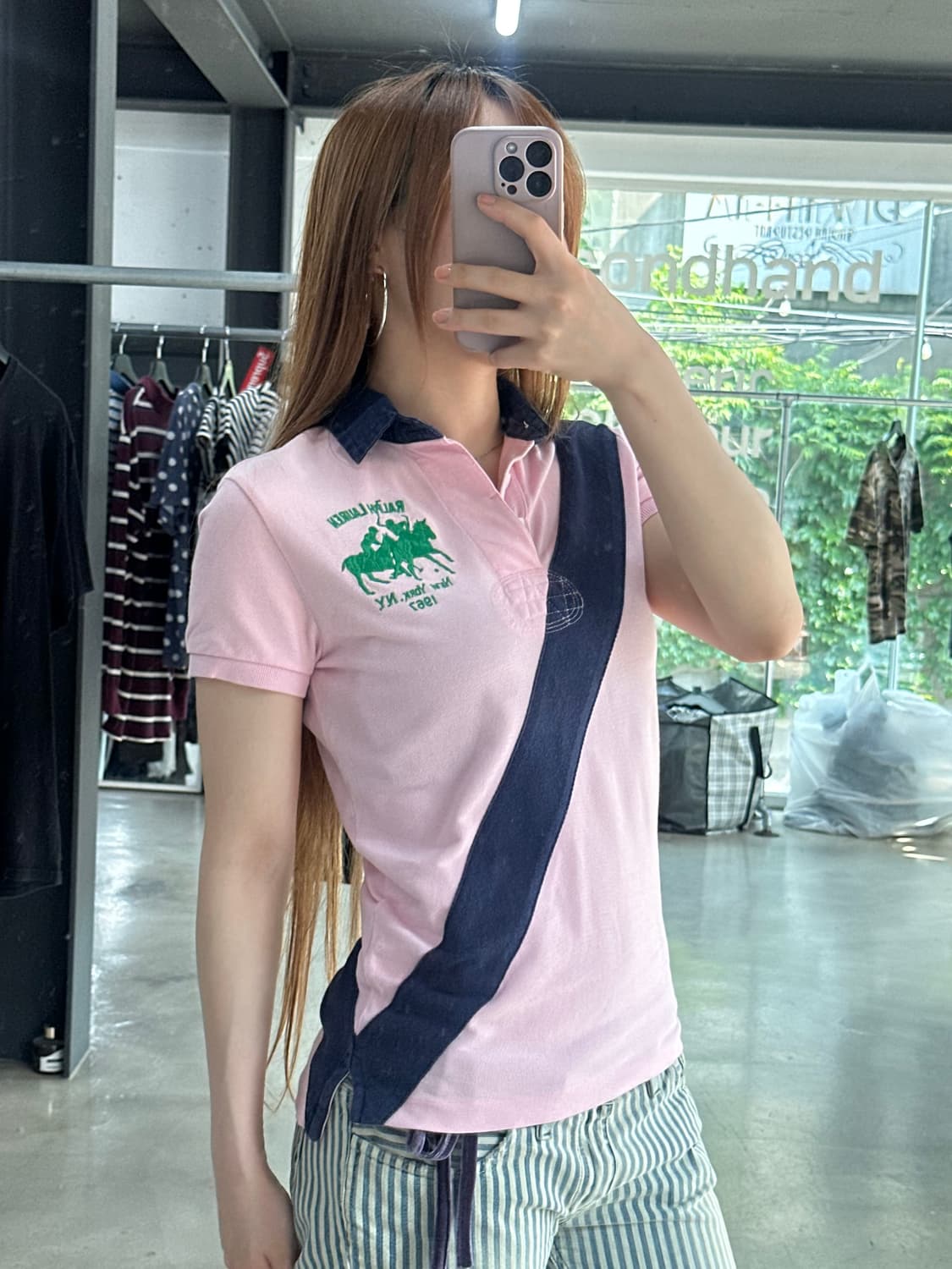 폴로 빅포니 넘버링 Pk반팔티 핑크네이비 상품이미지3