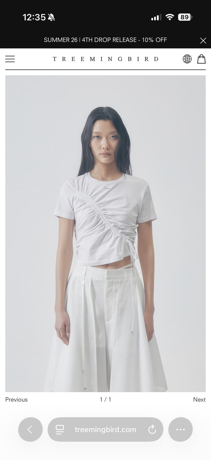 트리밍버드 Shirred Wave Detail Crop T-Shirt 상품이미지1