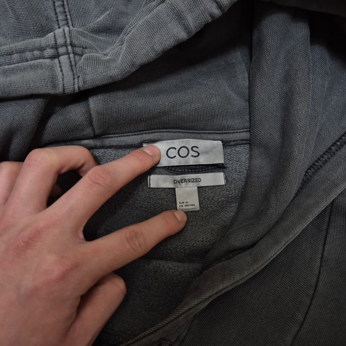 COS 코스 오버사이즈 가먼트다잉 남성 후드티 XL(105) 상품이미지5