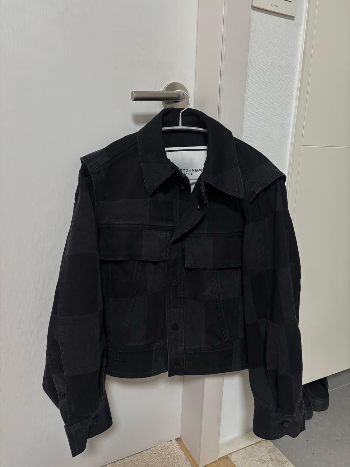 우영미 체크 데님자켓 상품이미지1